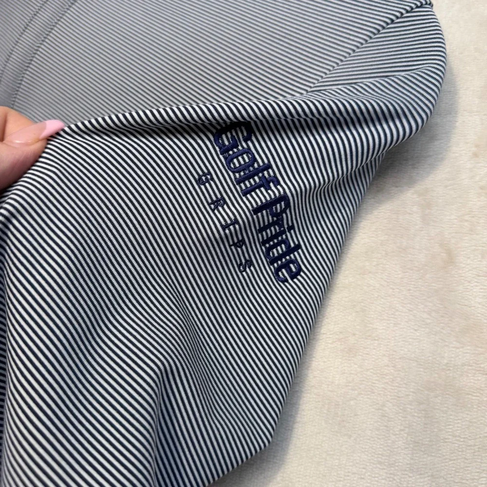 Peter Millar Quarter Zip Pullover Womens Medium Navy White Excellent Striped UPF